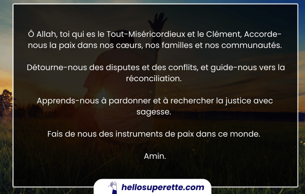 Prière islamique pour la paix et l’harmonie