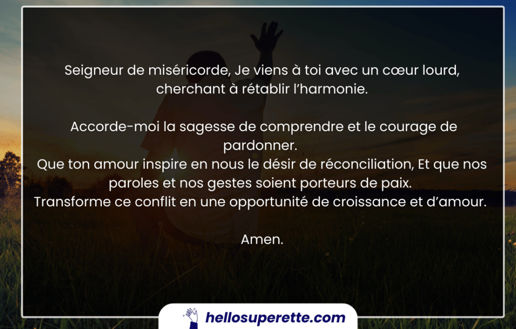 Prière pour apaiser un conflit ou rétablir une relation