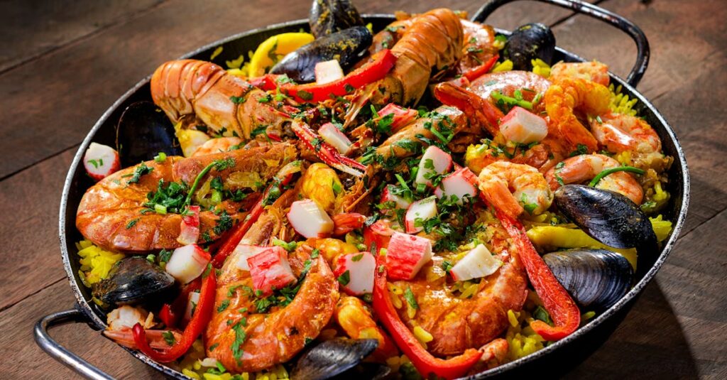 Paella Served in Wok